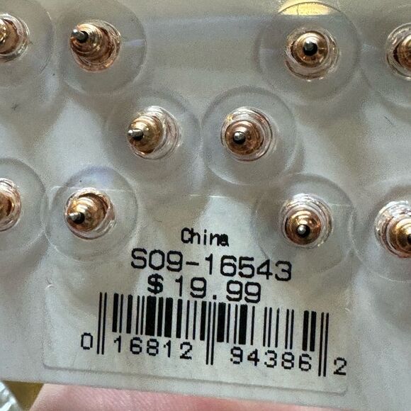 Primavera Collection 5 Pairs Rose Gold Tone Various Cubic Zirconia Post Earrings - Picture 8 of 8